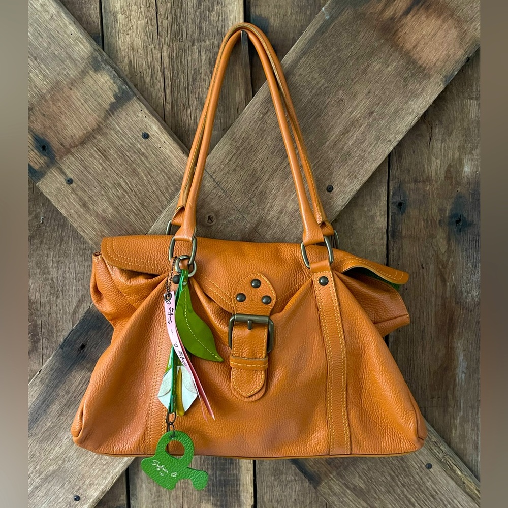 SOFIA C ORANGE SATCHEL BAG